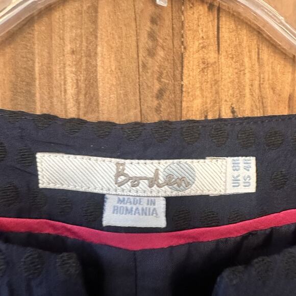 Boden Size 4 Pencil Dress Belted Midi Swiss Dots Navy Blue Classic Preppy - Picture 9 of 16